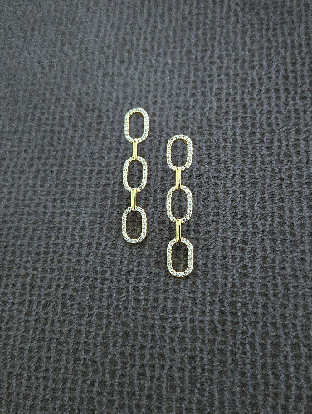 Rachel Zoe Stationary Triple3️⃣ Gold💛 Chain⛓️ Link Earrings - Picture 13 of 15